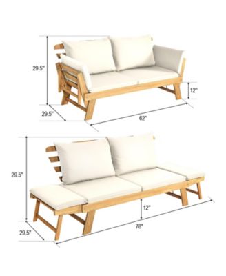 Adjustable Patio Convertible Sofa with Thick Cushion