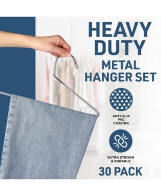 Metal Pants Hanger Set - 30 Pieces Elegant Non-Slip Closet Space Saving Hanger Set for Pants, Trouser, Blankets, and Jeans with Open Ended Sleek Design - Gray