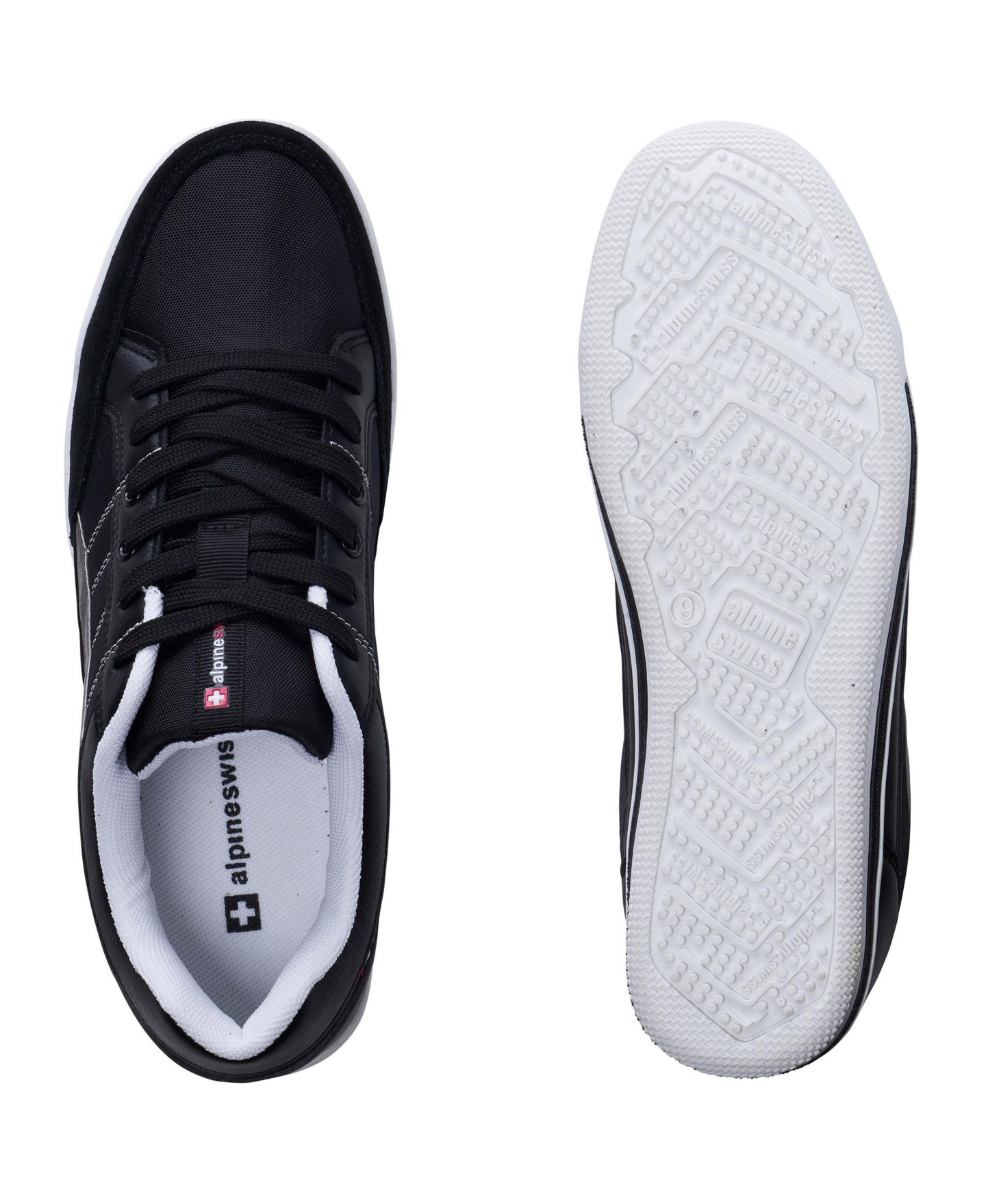 Мужские кроссовки Alpine Swiss Stefan Retro Sneakers For Men Stylish Low-Top Shoes with Suede Trim Perfect For Casual Footwear Fashion Sneakers Tennis Shoes, цвет: Чёрный — фото 3
