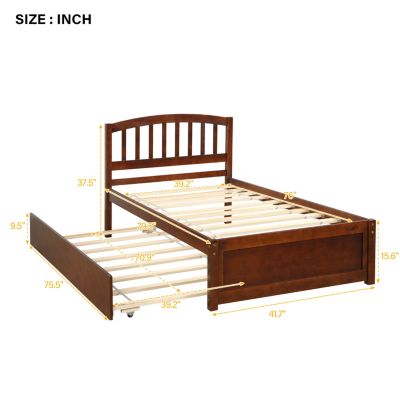 Streamdale Twin Size Platform Bed Wood Bed Frame With Trundle