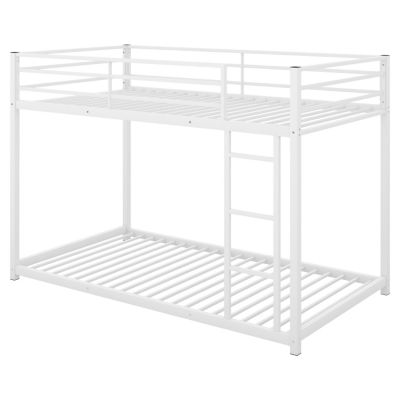 Streamdale Twin Over Twin Metal Bunk Bed, Low Bunk Bed With Ladder
