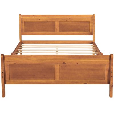 Streamdale Full Size Wood Platform Bed With Headboard And Wooden Slat Support