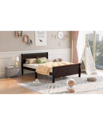 Streamdale Queen Size Wood Platform Bed With Headboard And Wooden Slat Support