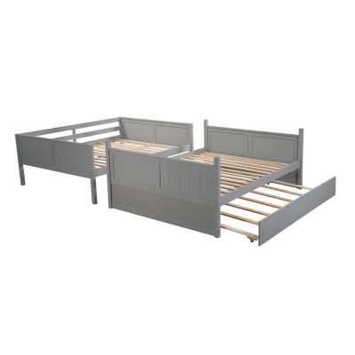 Streamdale Full Over Full Bunk Bed With Twin Size Trundle, Walnut