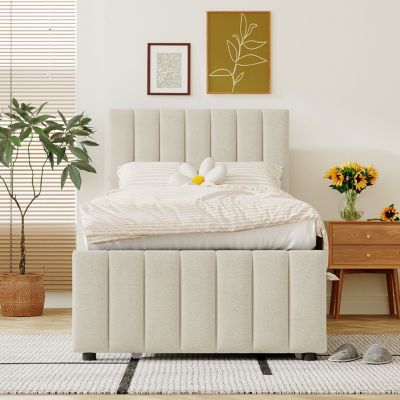 Streamdale Twin Upholstered Bed with Trundle and Drawers