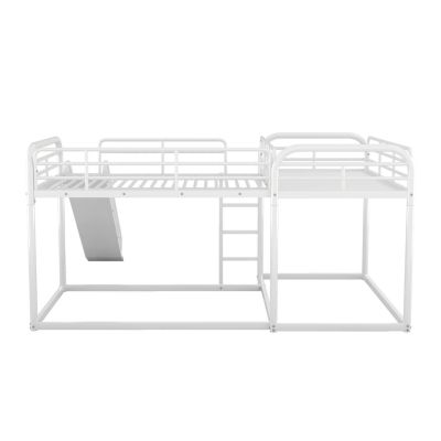 Streamdale Full And Twin Size L-Shaped Bunk Bed With Slide And Short Ladder