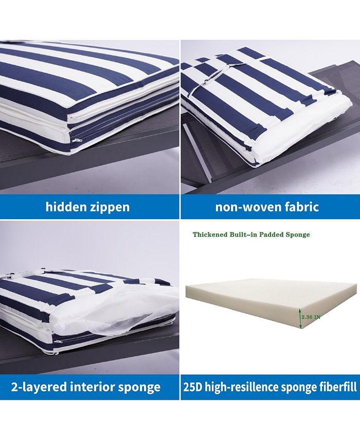 Simplie Fun 75" Blue & White Stripe Chaise Lounge Cushion with