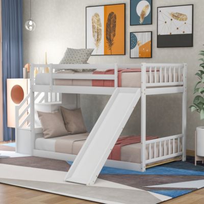 Streamdale Twin Over Twin Bunk Bed With Convertible Slide And Stairway