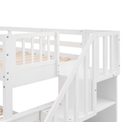 Streamdale Twin-Over-Full Bunk Bed with Storage and Guardrails