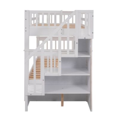 Streamdale Stairway Twin-Over-Twin Bunk Bed With Three Drawers For Bedroom, Dorm