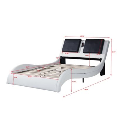 Streamdale PU Platform Bed with LED Lighting & Tooth Lock