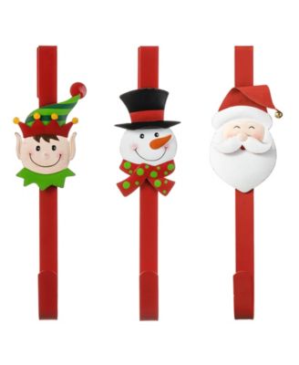 14 H Set of 3 Christmas Metal Elf, Snowman Santa Wreath Hanger