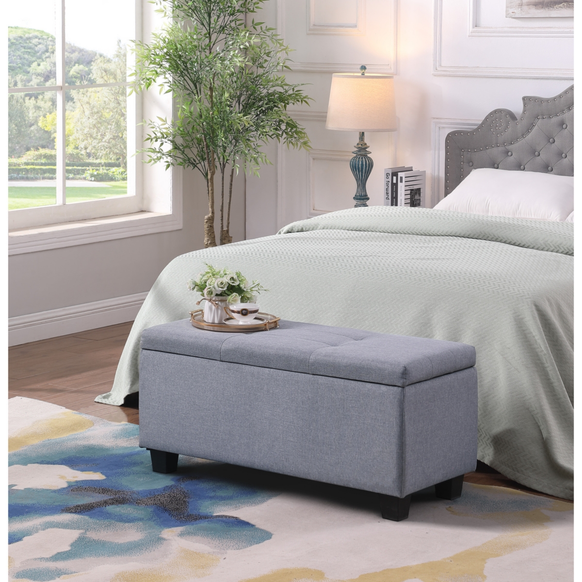 Simplie Fun 3-in-1 Tufted Linen Ottoman Bench - 250 Lbs Capacity