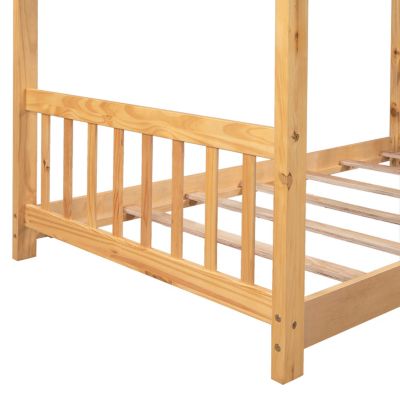 Streamdale Twin Size House Platform Bed With Headboard And Footboard, Roof Design
