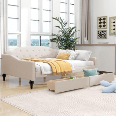 Streamdale Full Size Upholstered Tufted Daybed With Two Drawers