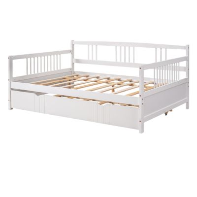 Streamdale Full Size Daybed Wood Bed With Twin Size Trundle