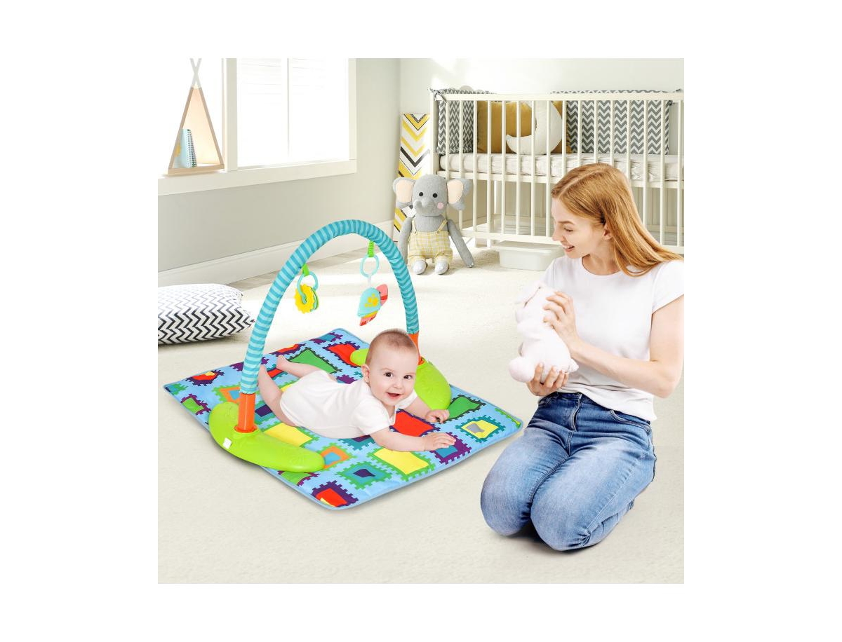 Slickblue Kids 4-in-1 Baby Bouncer Activity Center with 3 Adjustable Heights-Green
