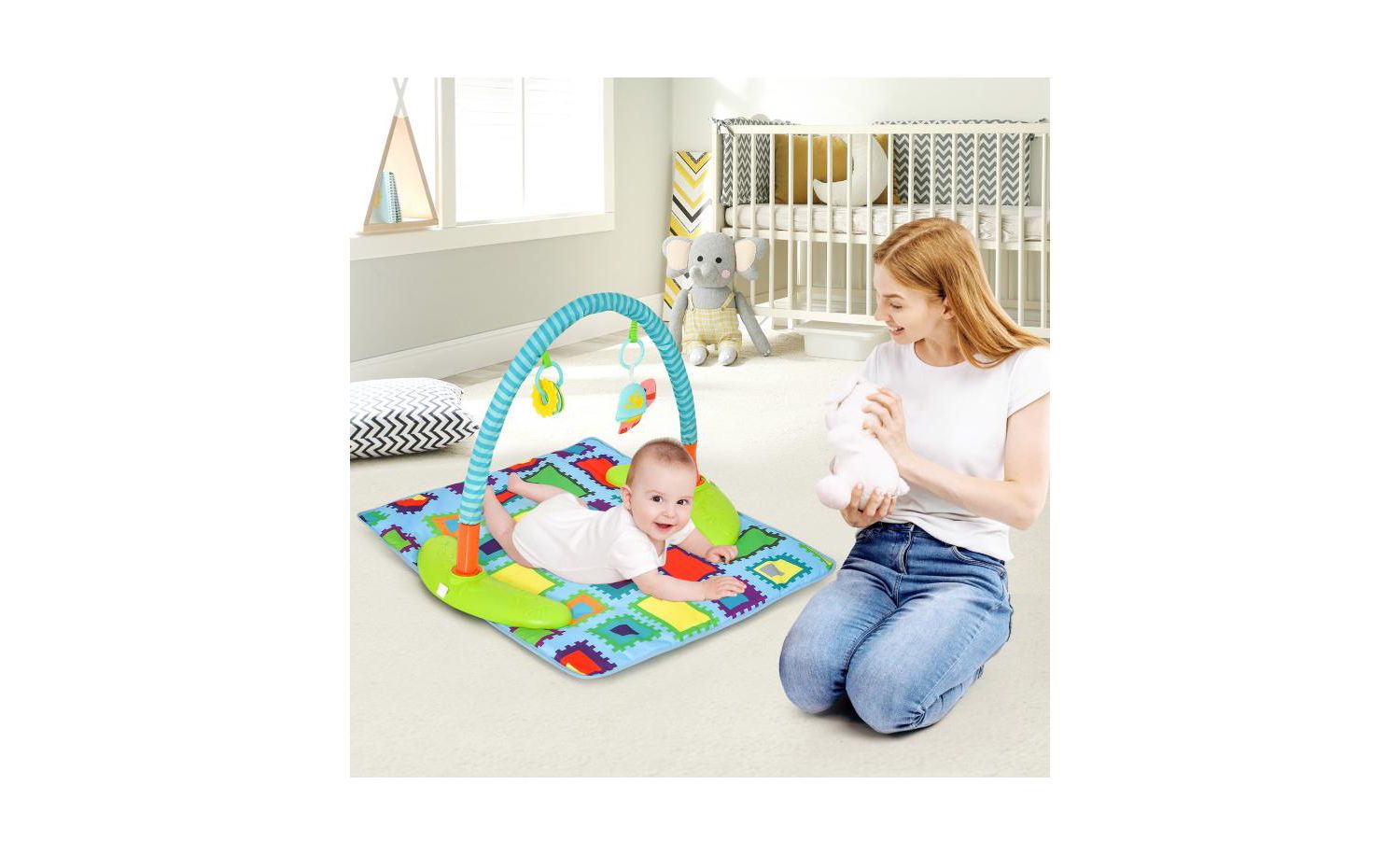 Kids 4-in-1 Baby Bouncer Activity Center with 3 Adjustable Heights-Green