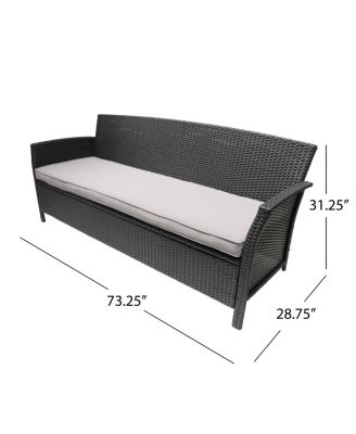 Curved Armrest Wicker Sofa with Water-Resistant Cushions