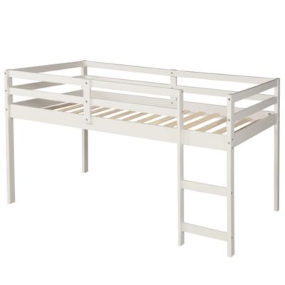 Streamdale Low Study Twin Loft Bed With Cabinet And Rolling Portable Desk