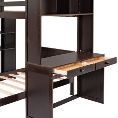 Streamdale Twin Size Loft Bed With A Stand-Alone Bed, Shelves, Desk, And Wardrobe