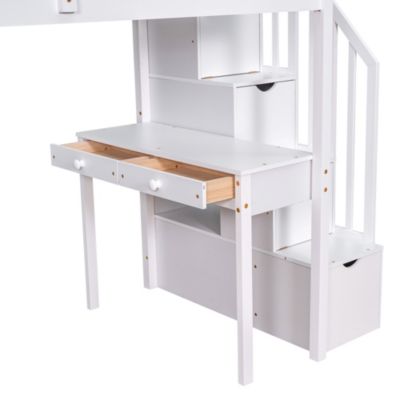 Streamdale Twin Loft Bed with Storage, Desk, and Stairs