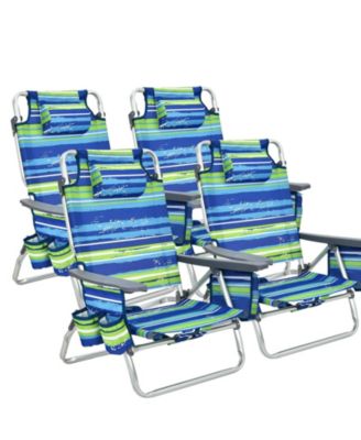 4-Pack 5-Position Outdoor Folding Backpack Beach Reclining Chair with Pillow