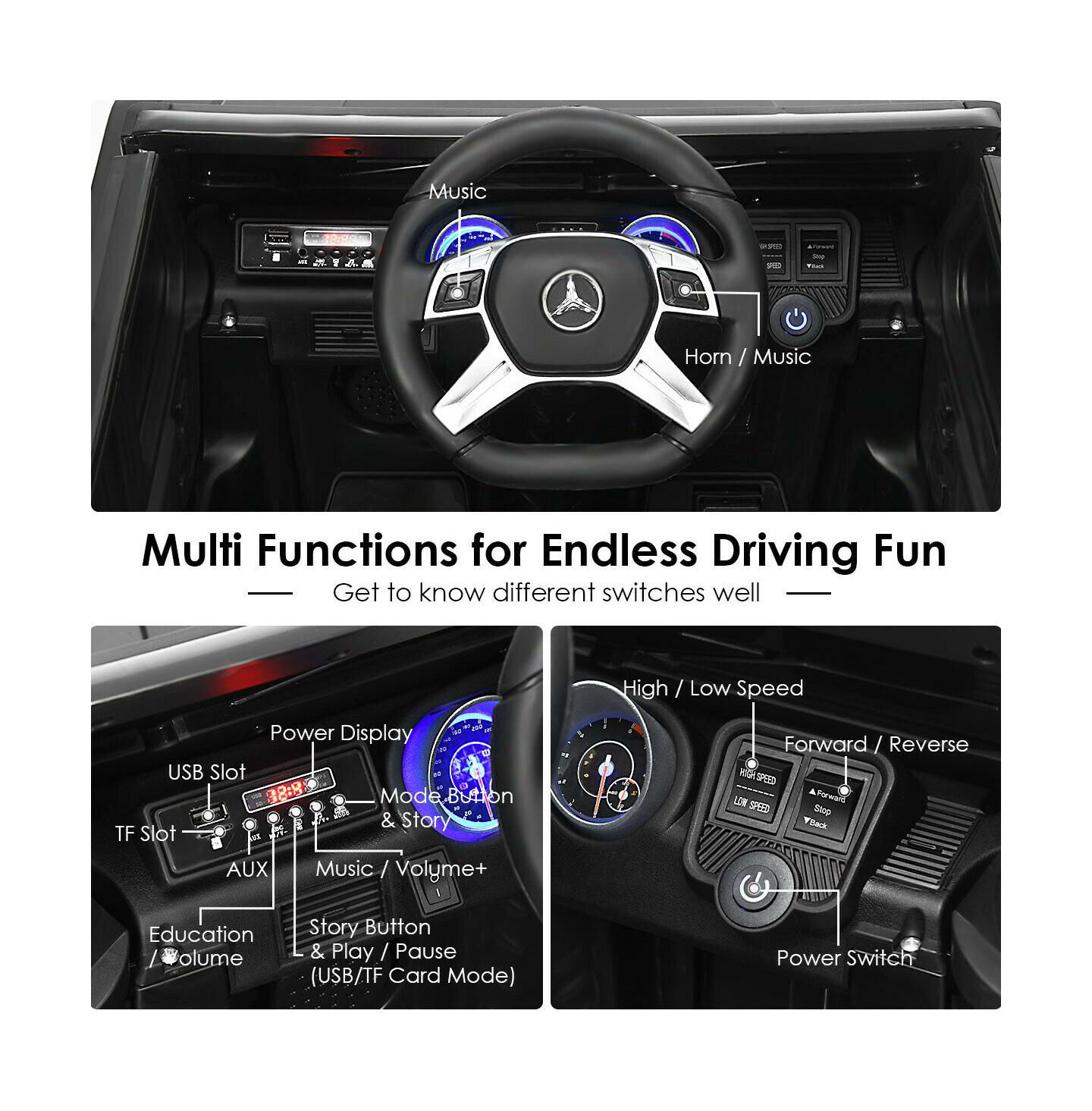 Детская игрушка SUGIFT 12V Licensed Mercedes-Benz Maybach Battery-Powered Remote Control Ride-On Car, 45"L x 27"W x 22.5"H, Ages 3+ — фото 3