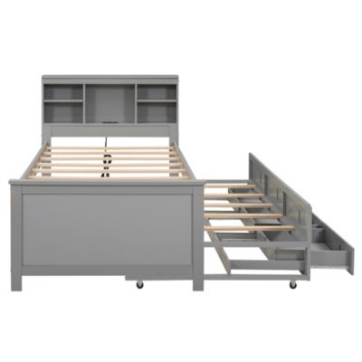 Streamdale Twin Bed with Storage Headboard, Trundle and Drawers