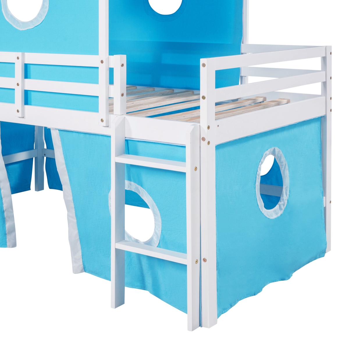 Simplie Fun Twin Size Bunk Bed With Slide Tent And Tower