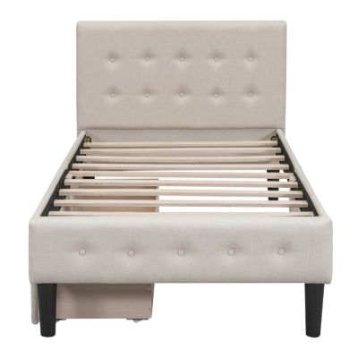 Streamdale Twin Size Upholstered Platform Bed With 2 Drawers