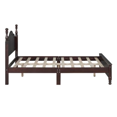 Streamdale White Retro Platform Bed with Wood Slats