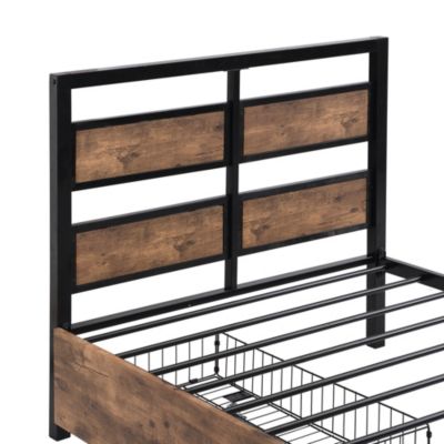 Streamdale Metal Platform Bed with Storage Drawers and Rotatable TV Stand