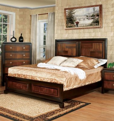 Acacia Walnut Transitional Queen Bed