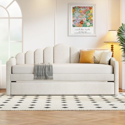 Velvet Twin Daybed with Trundle & USB