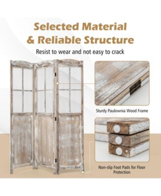 6 Feet Folding Privacy Screen-Coffee