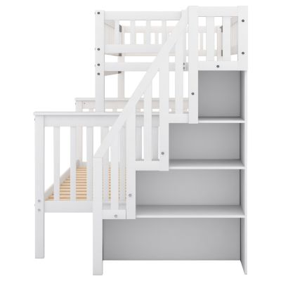 Streamdale Twin Over Full Stairway Bunk Bed With Storage