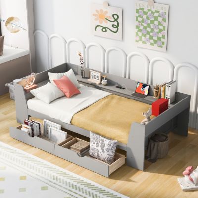 Streamdale Twin Daybed with Storage and Charging Station, White