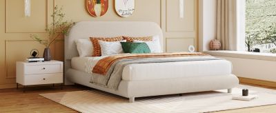 Queen Size Teddy Fleece Upholstered Platform Bed