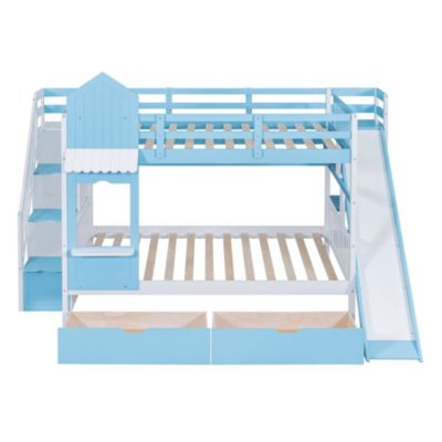 Castle Bunk Bed with Drawers, Shelves & Slide
