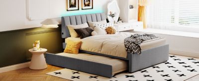 Teddy Fleece Full Size Upholstered Platform Bed With Trundle