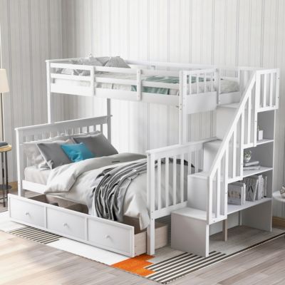 Streamdale Stairway Twin Over Full Bunk with Storage and Rail