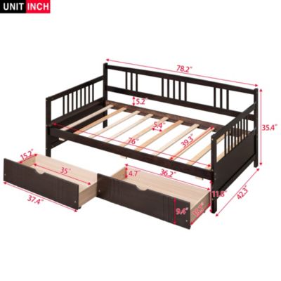 Streamdale Twin Size Daybed Wood Bed With Two Drawers