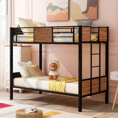 Modern Steel Bunk Bed with Safety Rail