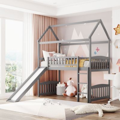 Streamdale Twin Loft Bed With Slide, House Bed With Slide