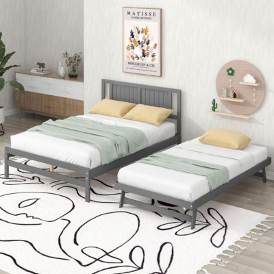 Streamdale Full Size Platform Bed With Adjustable Trundle