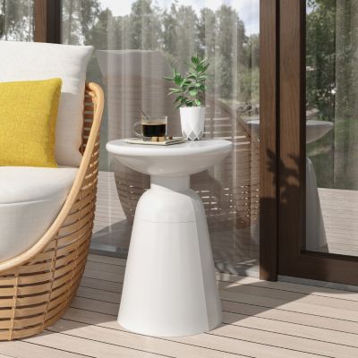 Modern Outdoor End Table Stylish and Durable Circular Pedestal Design