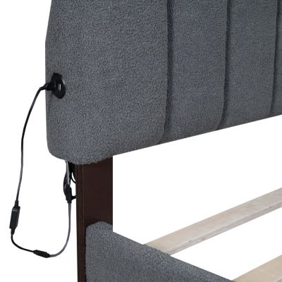 Streamdale Teddy Fleece Queen Size Upholstered Platform Bed With Drawer, White