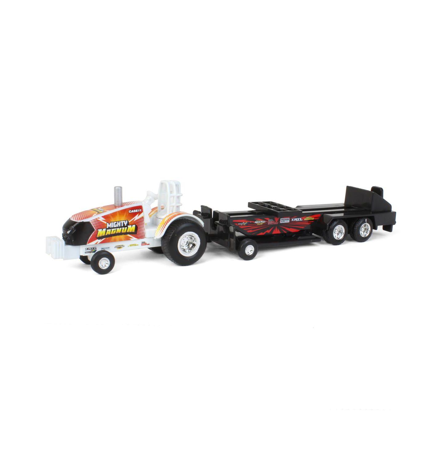 Детские игрушки ERTL 1/64 Case IH Mighty Magnum Pulling Tractor and Sled, 2-Piece Set — фото 1
