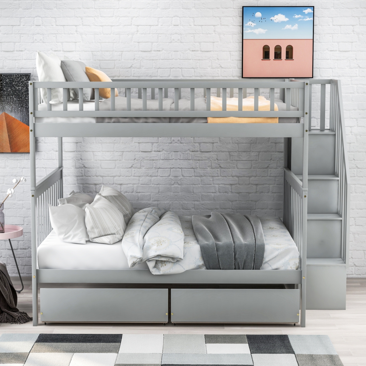 Streamdale Furniture Full Over Full Bunk Bed With Two Drawers And Storage